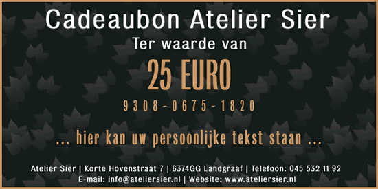 Voorbeeld Cadeaubon Atelier Sier